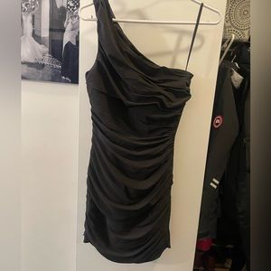 One shoulder black Armani dress